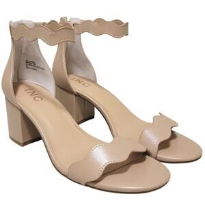 INC INTL Concepts Women Hadwin Scalloped Ankle Strap Sandal Sz US 9M Dark Almond
